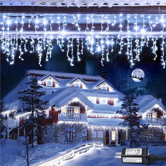 38.8FT 400 LED Icicle Lights 8 Modes Waterproof Christmas Icicle Lights Outdoor